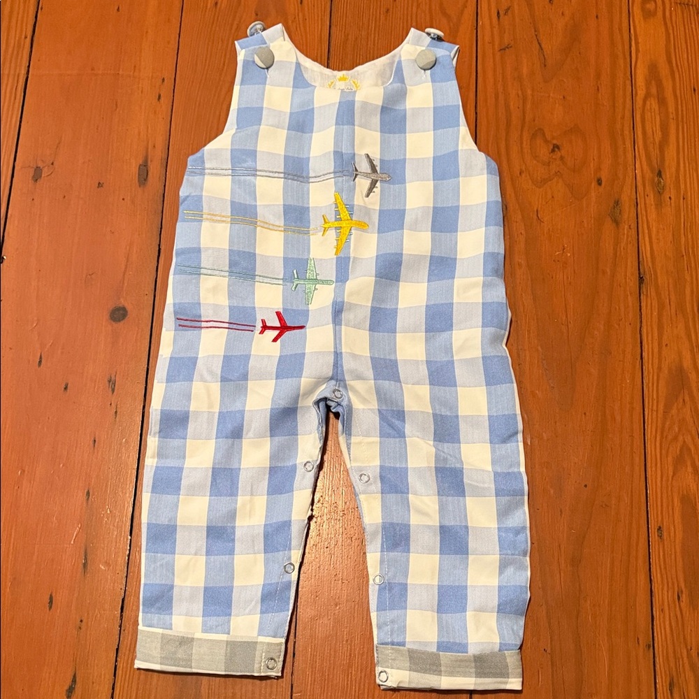 Blue and White Gingham Baby Longall